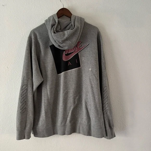 NIKE Air Jordan Hoodie XL Gray Center Swoosh Y2K Retro Streetwear Vintage Skater - Picture 10 of 12
